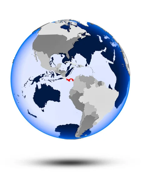 Панама Политическом Глобусе Тенью Прозрачными Океанами Изолированными Белом Фоне Иллюстрация — стоковое фото