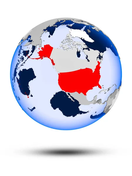 Usa Political Globe Shadow Translucent Oceans Isolated White Background Illustration — Stock Photo, Image