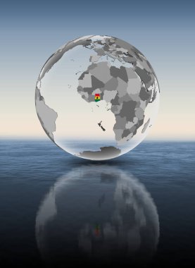 Gana su üstünde yarı saydam küre bayrağı ile. 3D çizim.