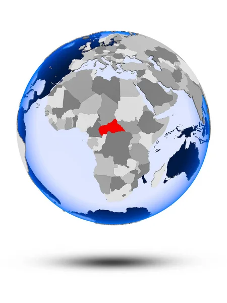 Центральная Африка Политическом Глобусе Тенью Прозрачными Океанами Изолированными Белом Фоне — стоковое фото