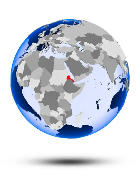 Eritrea Political Globe Shadow Translucent Oceans Isolated White Background Illustration — Stock Photo, Image