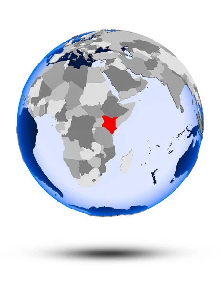 Kenya Political Globe Shadow Translucent Oceans Isolated White Background Illustration — Stock Photo, Image