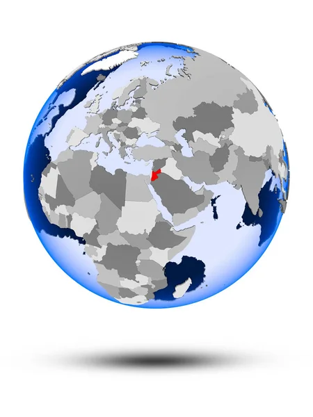 Иордания Политическом Глобусе Тенью Прозрачными Океанами Изолированы Белом Фоне Иллюстрация — стоковое фото