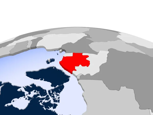 Gabun Zvýrazněny Červeně Politické Globe Transparentní Oceány Obrázek — Stock fotografie
