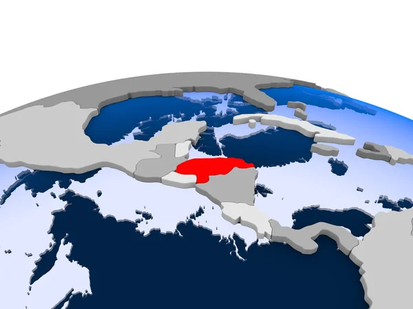 Honduras Zaznaczone Czerwono Globus Polityczny Przezroczystym Oceanów Ilustracja — Zdjęcie stockowe