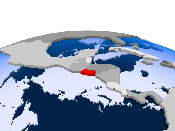 Ель Сальвадор Виділено Червоним Кольором Політичні Глобусом Допомогою Прозорих Океанів — стокове фото