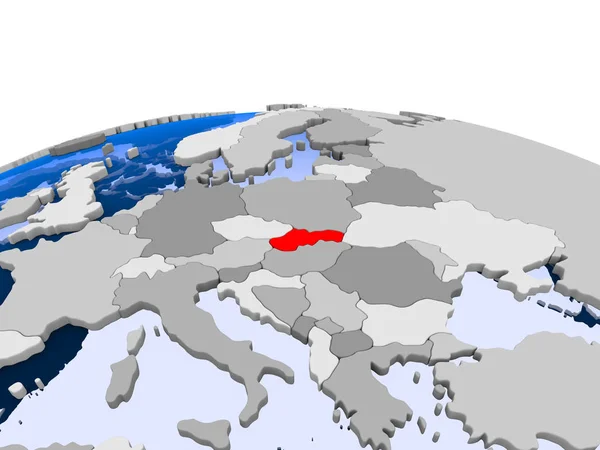 Slovakya Kırmızı Şeffaf Okyanuslar Ile Siyasi Dünya Üzerinde Vurgulanır Çizim — Stok fotoğraf