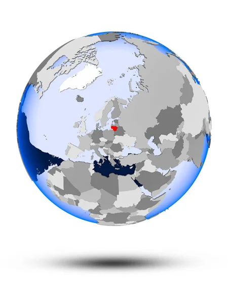 Litauen Auf Politischem Globus Mit Schatten Und Durchscheinenden Ozeanen Isoliert — Stockfoto