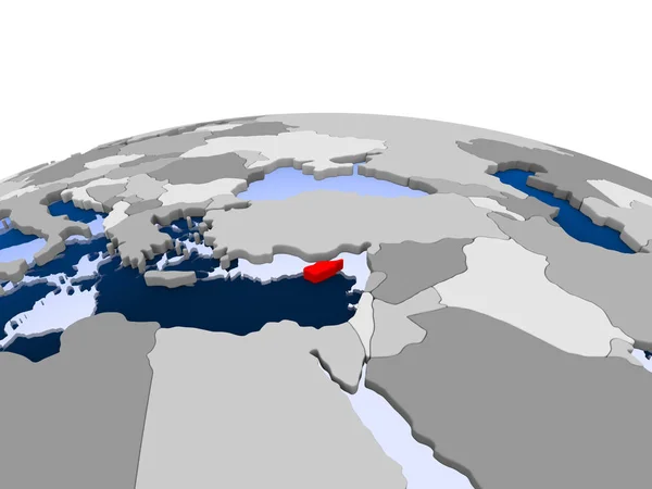Kypr Zvýrazněny Červeně Politické Globe Transparentní Oceány Obrázek — Stock fotografie