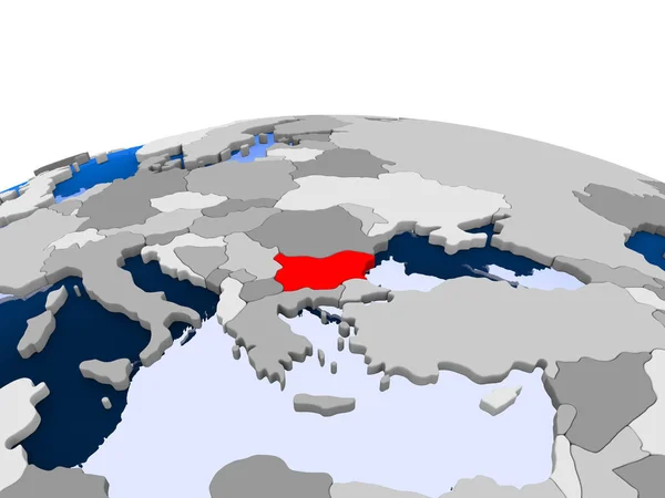 Bulgarie Souligné Rouge Sur Globe Politique Avec Des Océans Transparents — Photo