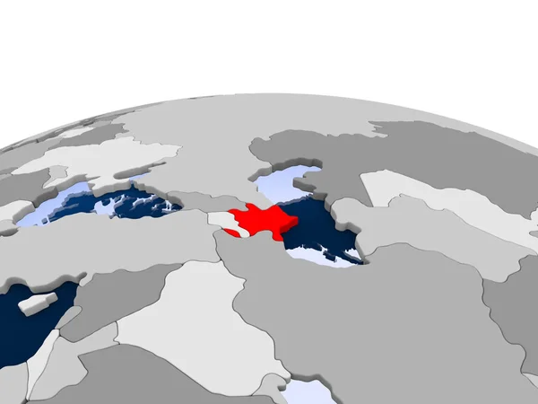 Azerbaycan Kırmızı Şeffaf Okyanuslar Ile Siyasi Dünya Üzerinde Vurgulanır Çizim — Stok fotoğraf