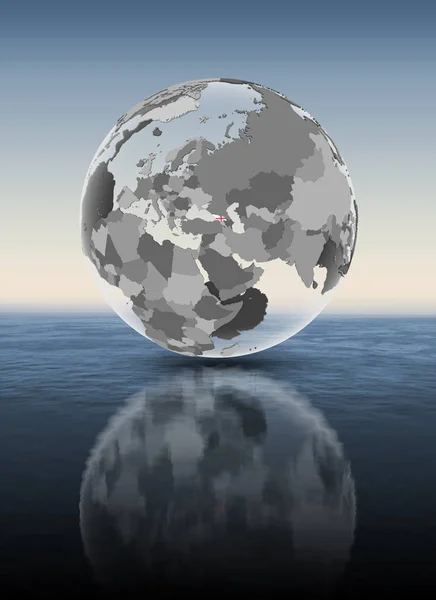 Грузія Прапором Напівпрозорі Земної Кулі Над Водою Ілюстрація — стокове фото