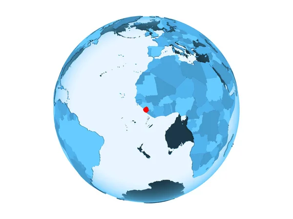 Serra Leoa Destacada Vermelho Globo Político Azul Com Oceanos Transparentes — Fotografia de Stock