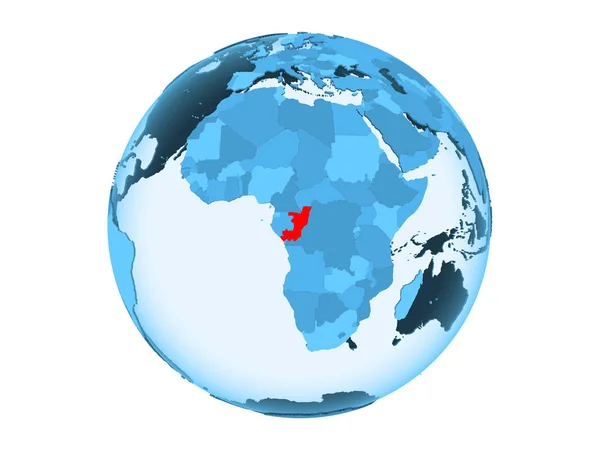 Congo Destacó Rojo Sobre Globo Político Azul Con Océanos Transparentes —  Fotos de Stock