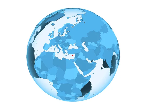 キプロスは 透明な海と青い政治世界の赤で強調表示されます 白い背景で隔離の — ストック写真
