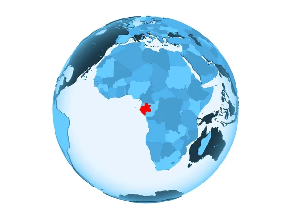 Габон Выделен Красным Голубом Политическом Глобусе Прозрачными Океанами Иллюстрация Белом — стоковое фото