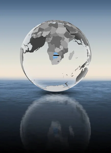 Botswana Mit Flagge Auf Transparentem Globus Über Wasser Illustration — Stockfoto