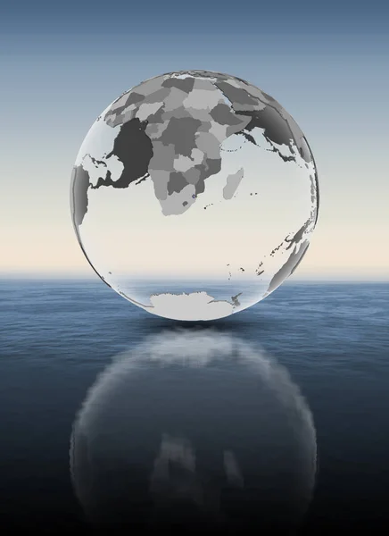 斯威士兰与旗子在半透明的地球在水之上 — 图库照片