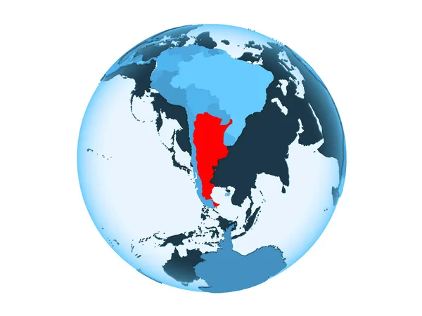 Αργεντινή Επισημαίνονται Κόκκινο Χρώμα Μπλε Πολιτικό Πλανήτη Διαφανή Ωκεανούς Απεικόνιση — Φωτογραφία Αρχείου