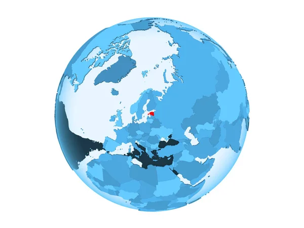 Estónia Destacou Vermelho Globo Político Azul Com Oceanos Transparentes Ilustração — Fotografia de Stock