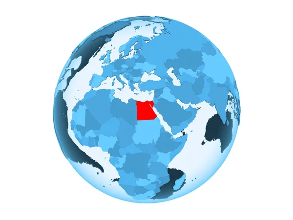 Egitto Evidenziato Rosso Sul Globo Politico Blu Con Oceani Trasparenti — Foto Stock