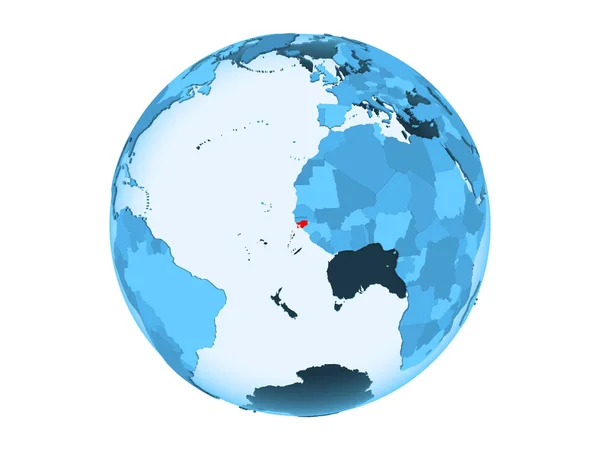 Guinea Bissau Highlighted Red Blue Political Globe Transparent Oceans Illustration — Stock Photo, Image