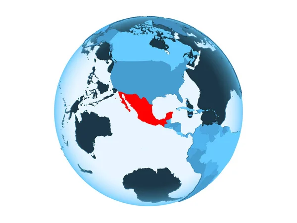 Mexiko Zvýrazněny Červeně Modré Politické Zeměkouli Transparentní Oceány Ilustrace Izolované — Stock fotografie