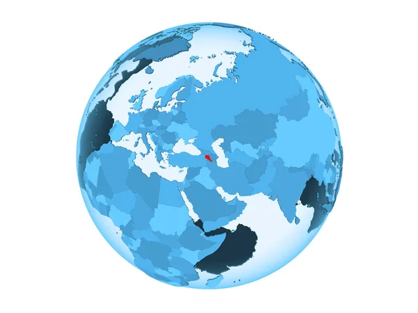 アルメニアの透明な海と青い政治世界の赤で強調表示されます 白い背景で隔離の — ストック写真