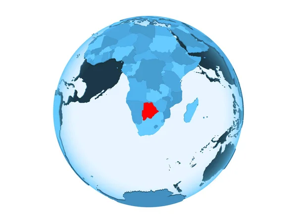 Ботсвана Выделена Красным Голубом Политическом Глобусе Прозрачными Океанами Иллюстрация Белом — стоковое фото
