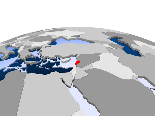 Liban Zaznaczone Czerwono Globus Polityczny Przezroczystym Oceanów Ilustracja — Zdjęcie stockowe
