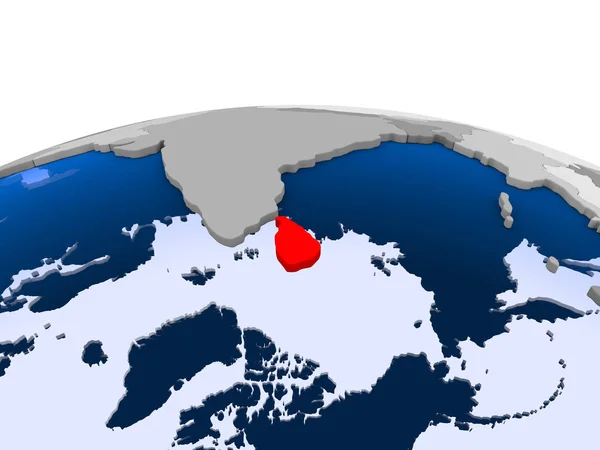 Sri Lanka Highlighted Red Political Globe Transparent Oceans Illustration — Stock Photo, Image