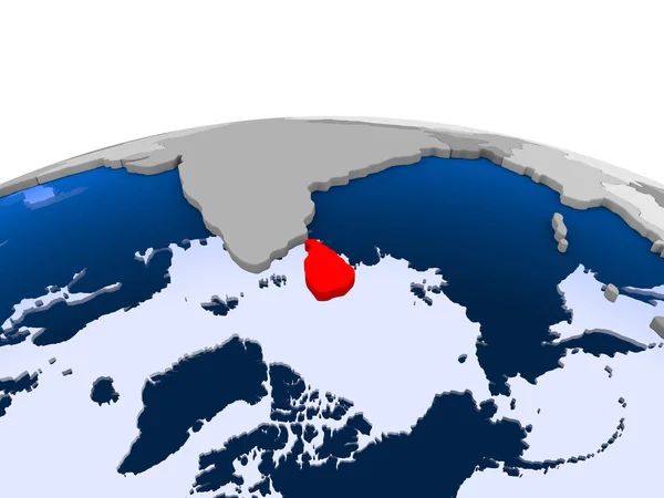 Шри Ланка Выделена Красным Цветом Политическом Глобусе Прозрачными Океанами Иллюстрация — стоковое фото