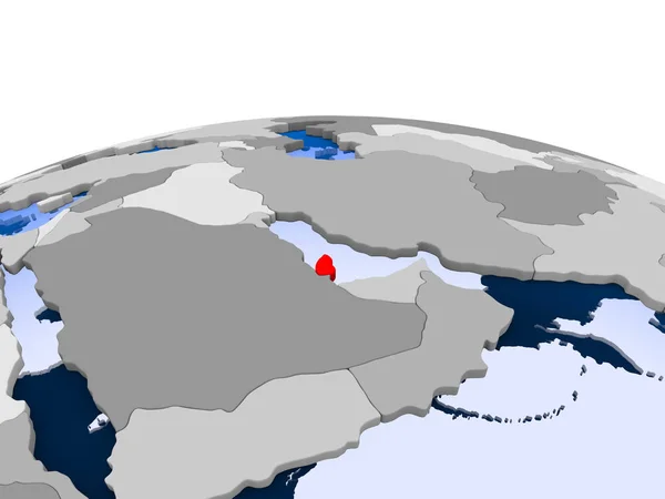 カタールは 透明な海と政治の世界の赤で強調表示されます イラストレーション — ストック写真