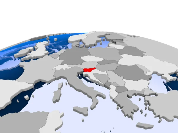 슬로베니아는 바다와 세계에 빨간색으로 됩니다 일러스트 — 스톡 사진