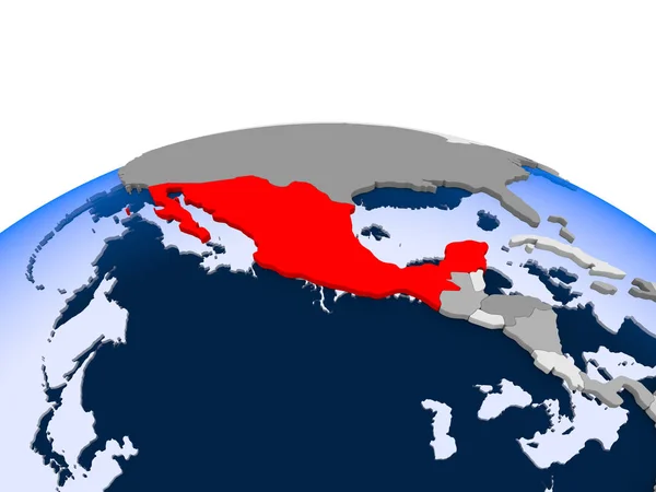 Мексика Виділено Червоним Кольором Політичні Глобусом Допомогою Прозорих Океанів Ілюстрація — стокове фото