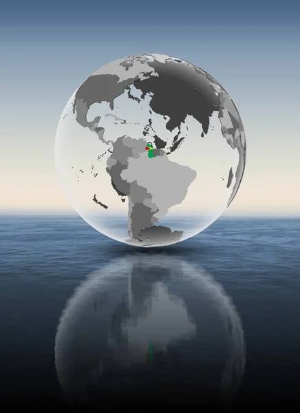 Гайянський Прапором Напівпрозорі Земної Кулі Над Водою Ілюстрація — стокове фото