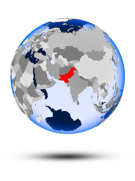 Pakisztán Politikai Világ Árnyék Átlátszó Óceánok Elszigetelt Fehér Background Illusztráció — Stock Fotó