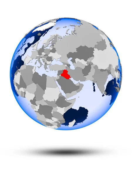 Ирак Политическом Глобусе Тенью Прозрачными Океанами Изолирован Белом Фоне Иллюстрация — стоковое фото