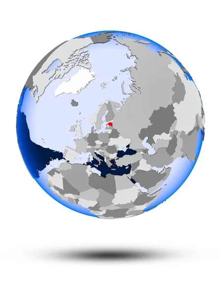 Estonia Political Globe Shadow Translucent Oceans Isolated White Background Illustration — Stock Photo, Image