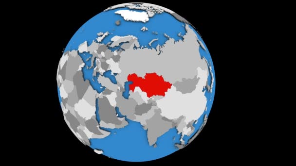 Kazachstan op politieke wereldbol — Stockvideo