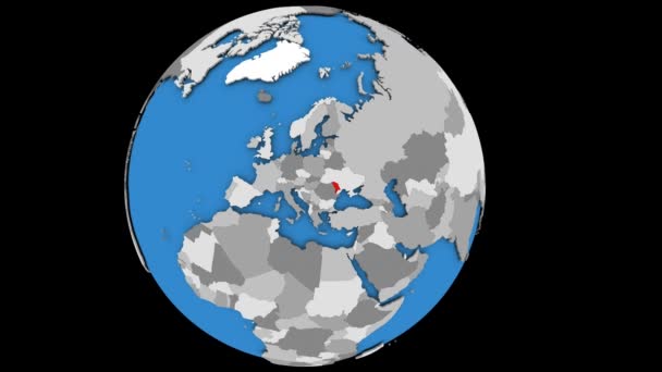 Moldawien auf politischem Globus — Stockvideo