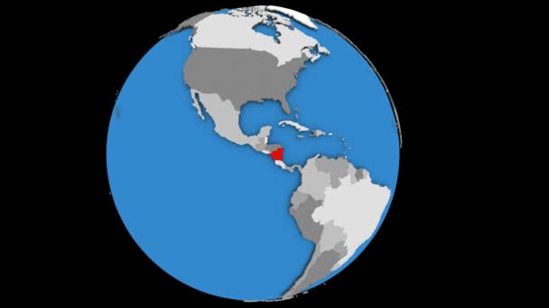 Nikaragua na politické globe — Stock video