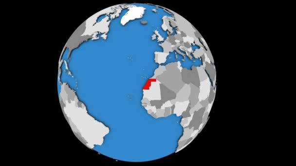 Västsahara på politiska jordglob — Stockvideo