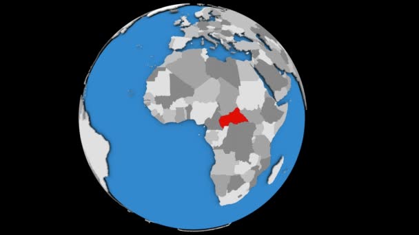 Zentralafrika auf politischem Globus — Stockvideo