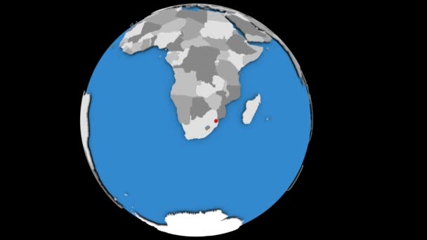 Swaziland on political globe — Stock Video