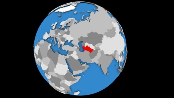 Turkmenistan on political globe — Stock Video