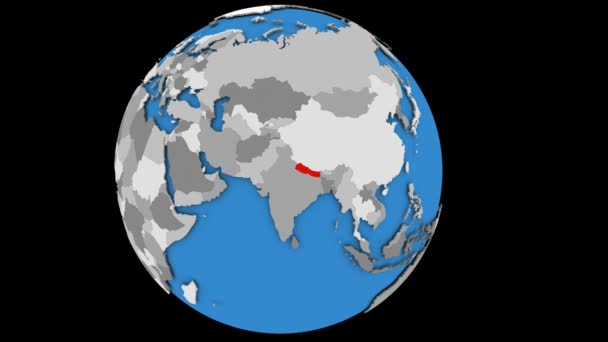 Непал на політичні глобус — стокове відео
