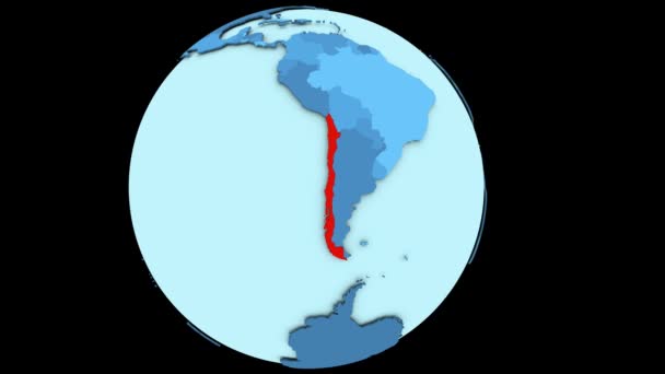 Chile en planeta azul — Vídeo de stock