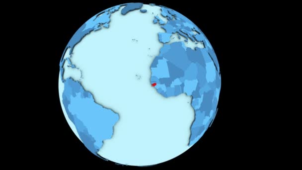 Guinea-Bissau en el planeta azul — Vídeo de stock