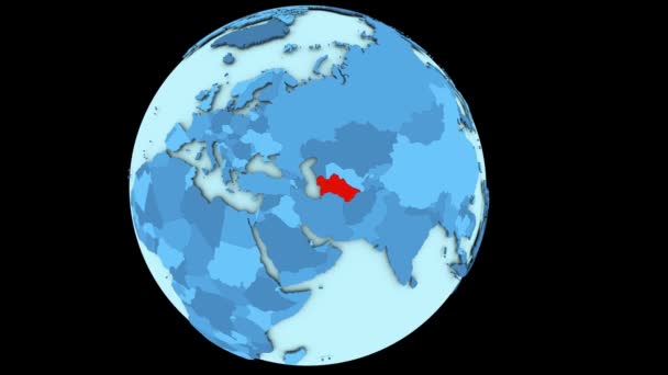 Türkmenistan auf blauem Planeten — Stockvideo